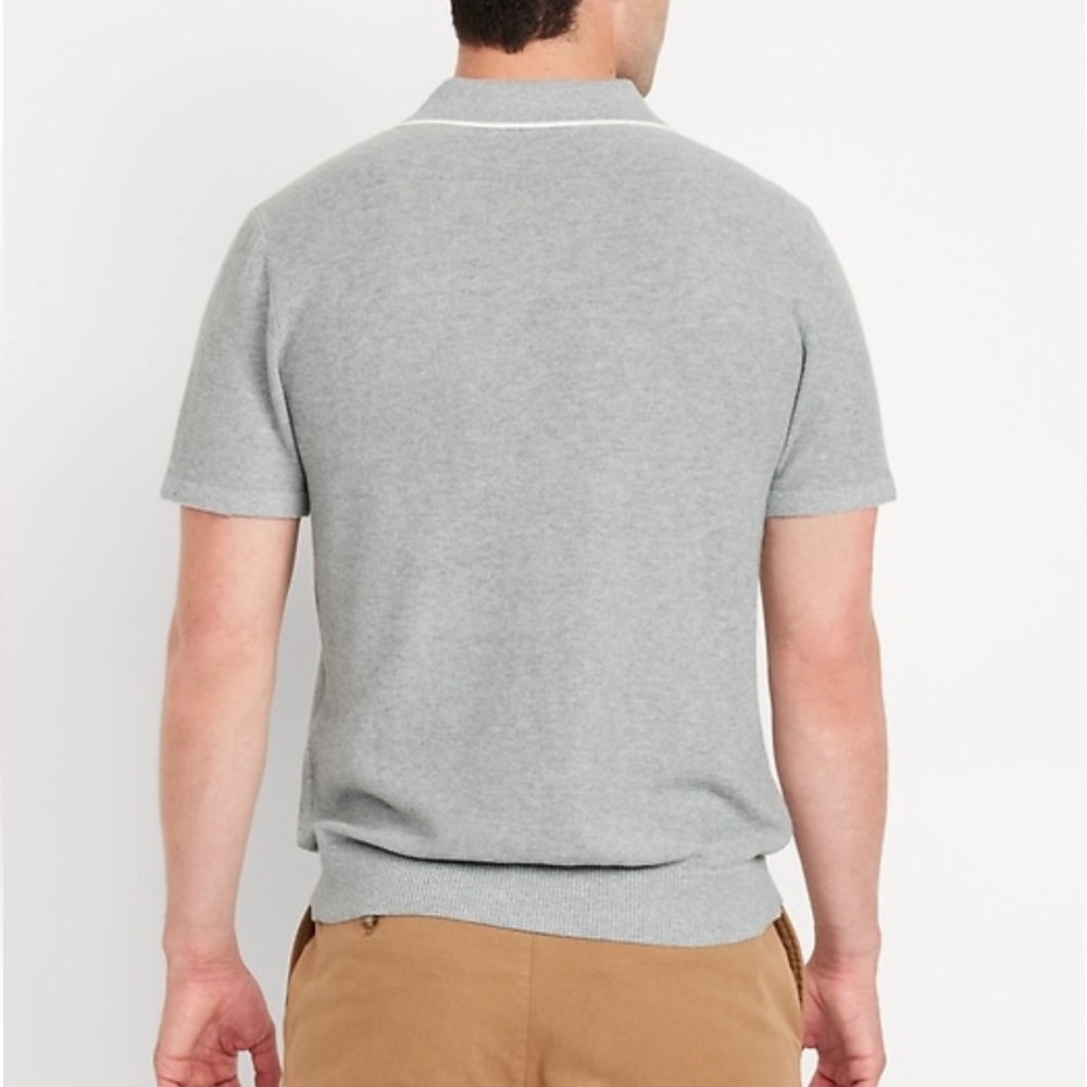 Old Navy tipped collar polo sweater gray men’s size XL - Picture 4 of 15